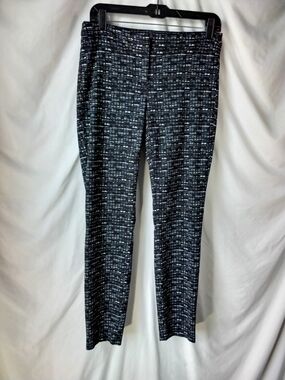 Dalia Black, Blue  & White Patterned Straight-Leg Pants